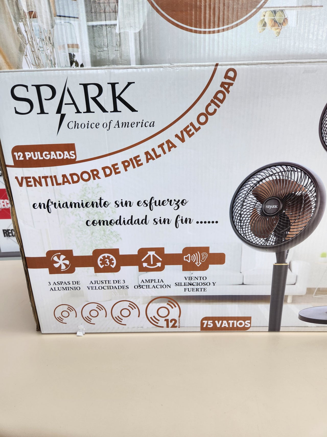 Ventilador Spark 12" 75W 3 aspas oscilante silencioso S-12SE/S1