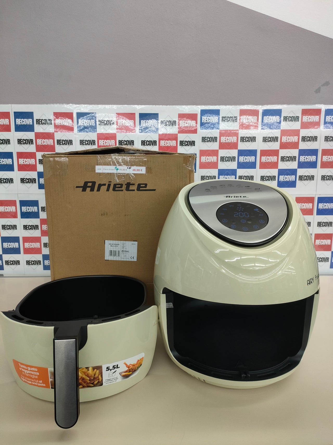 Ariete 4618/02- Freidora saludable XXL sin aceite (pantalla lcd, temporizador ajustable 60 min, 7 programas, temperatura ajustable 80-200Âșc), color beige