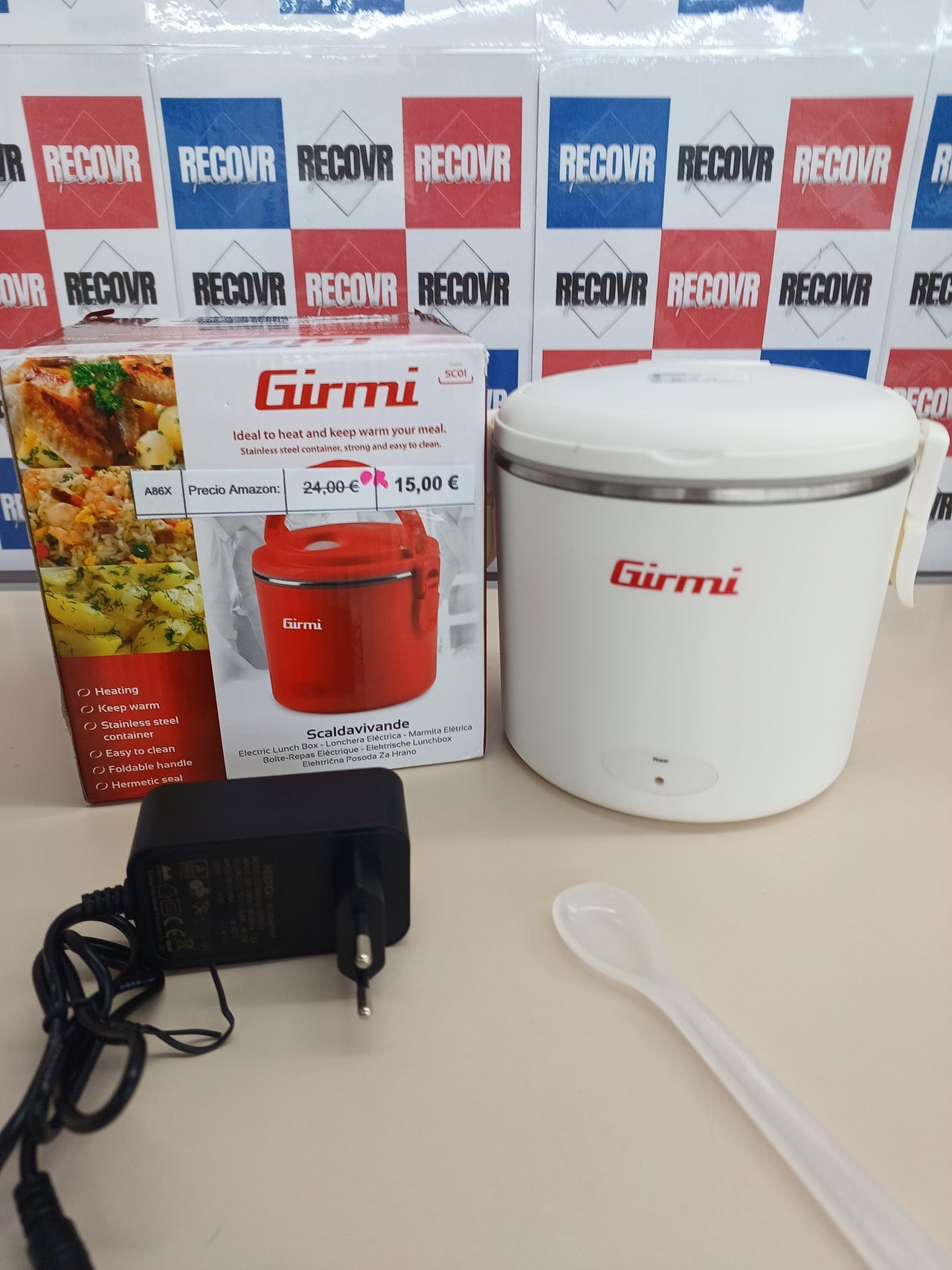 Calentador de alimentos eléctrico Girmi SC01 "Vivandiere", recipiente de acero inoxidable, 0,7 litros, 40 W, color blanco