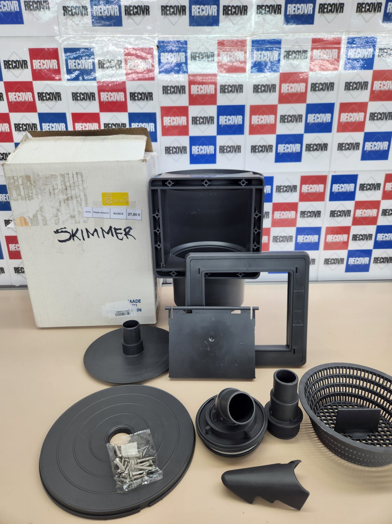 Skimmer Piscina Estándar Válvula Impulsión, Gris Gre AR100G -