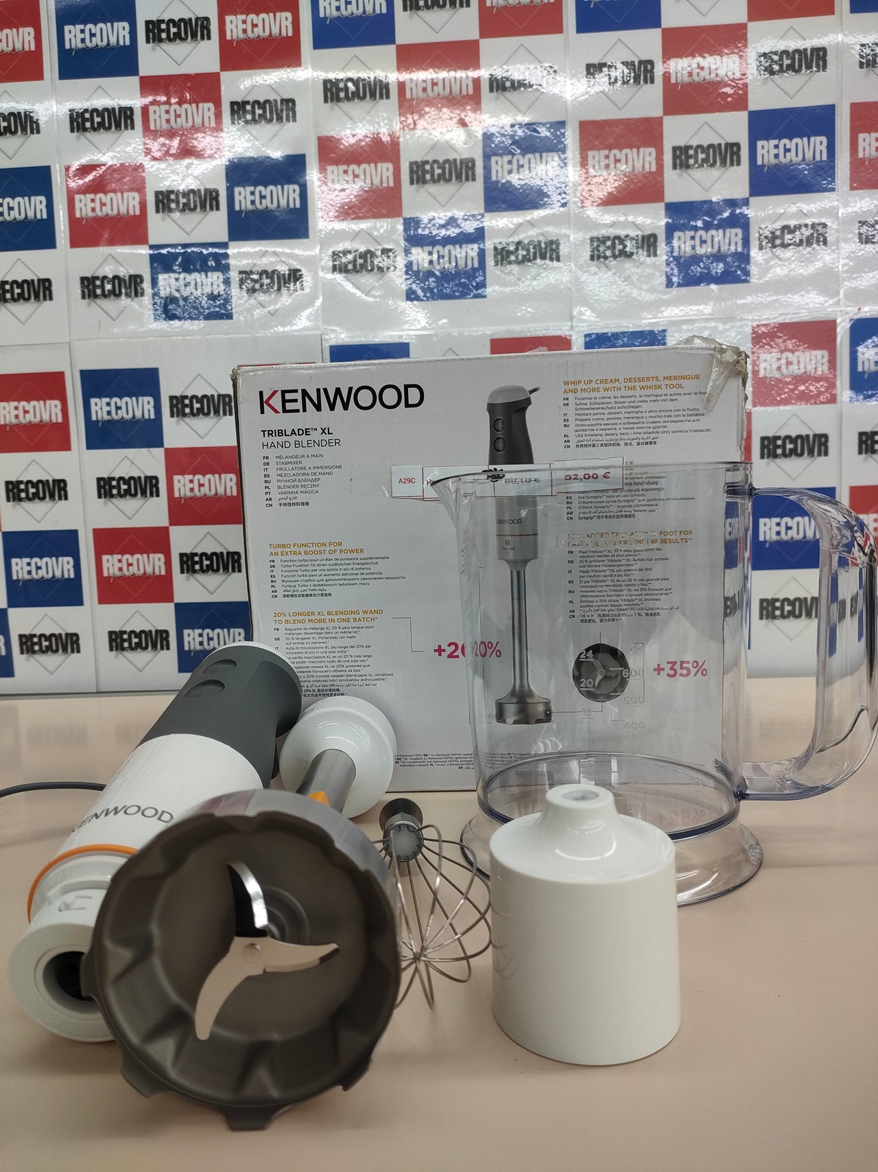 Kenwood Batidora de Mano, Accesorio Compatible con la Batidora Triblade XL, Fácil Ajuste Giratorio, Apta para Lavavajillas, Acero Inoxidable, HBM40.002WH
