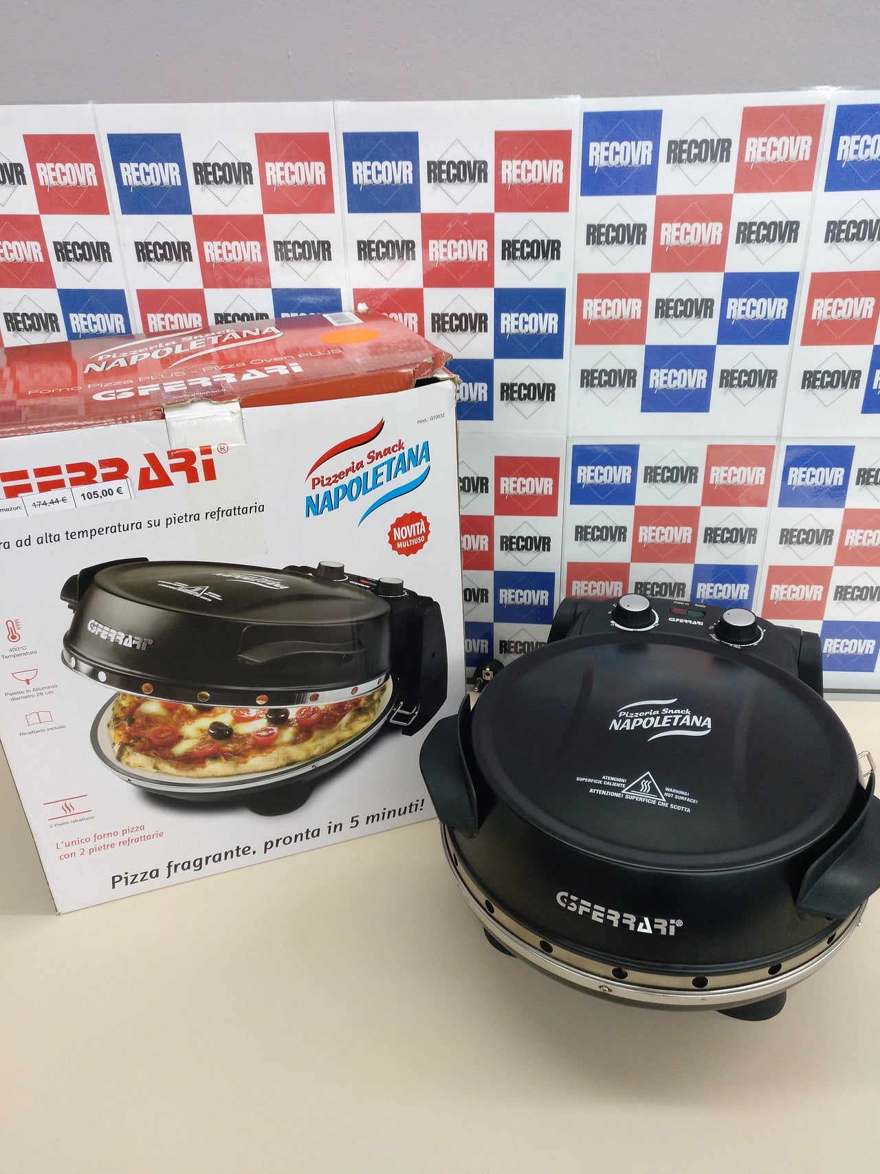 Horno de pizza 1200W, 2 platos con piedra refractaria doble Snack Napoletana, G3 Ferrari G10032