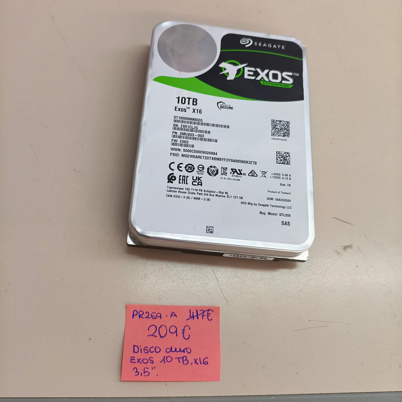 Disco Duro Seagate Exos X16 10TB