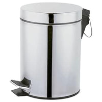Amig – Kosmetikeimer mit Pedal 3L Linea – Polierter Edelstahl – Hygienische Öffnung – Ø16,8 x 25,5 cm – Runder Badeimer Mülleimer mit herausnehmbarem Inneneimer