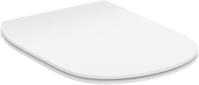 Ideal Standard – Tesi Asiento con tapa de inodoro, Diseño de tapa fina, Redondo, Asiento con cierre amortiguado y opción de liberación rápida, Duroplástico, Blanco