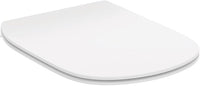 Ideal Standard – Tesi Asiento con tapa de inodoro, Diseño de tapa fina, Redondo, Asiento con cierre amortiguado y opción de liberación rápida, Duroplástico, Blanco