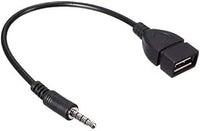 CABLEPELADO Cable Adaptador USB Hembra a Jack 3.5mm AUX Macho, Cable convertidor Apto para conectar Dispositivo USB a Toma AUX del Coche, 20 cm, Negro