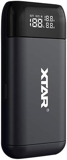 Cargador de batería rápido + Power Bank XTAR PB2S Tipo-C Cargador de batería portátil de Doble función USB C para 18650 18700 20700 21700 (baterías no Incluidas)