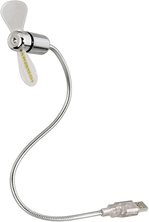 Hama | Mini ventilador con conexión USB para portátil - Ventilador flexible - Ventilador con luz LED que refleja la temperatura