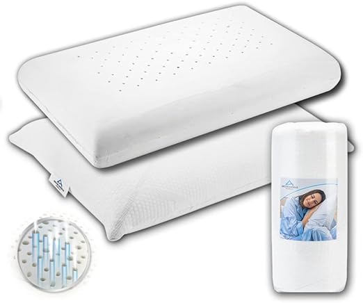 Michelangelo - Almohada de Espuma viscoelástica Alta de 15 cm, Soporte Cervical, hipoalergénica y transpirante - Almohada ortopédica ergonómica antirronquidos con Funda Lavable - Made in Italy