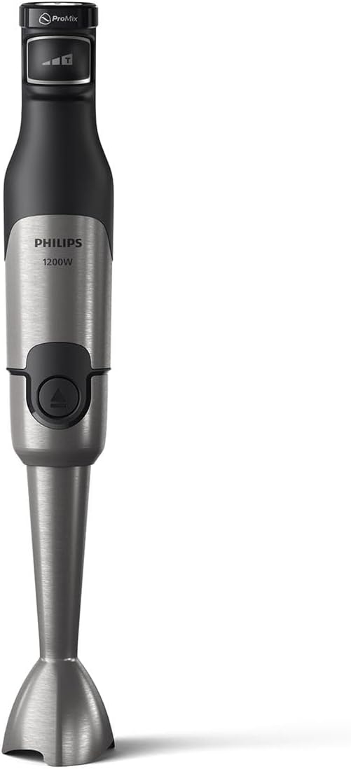 Batidora de mano Philips Serie 5000 - 1 200 W de potencia. Tecnología ProMix. Indicador LED de velocidad. Control sin esfuerzo. Diseño compacto. Fácil de limpiar. Negro (HR2681/00)