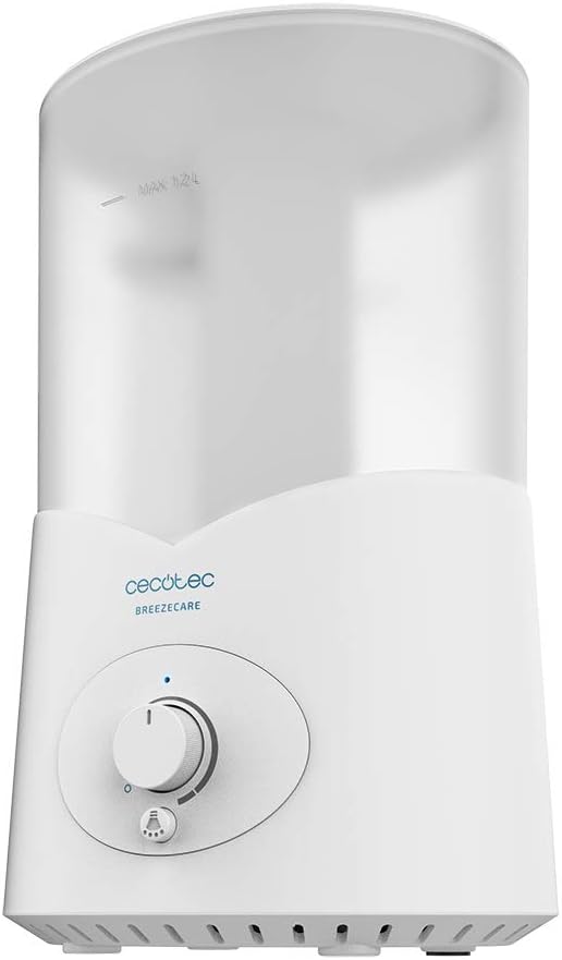 Cecotec Humidificador BreezeCare 2000 Light. 25 W, Humidificación 200 ml/h, Depósito 1,2 litros, Salida de vapor 360º, Control Manual, Luz LED, Cobertura hasta 30 m2
