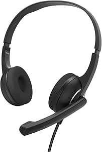Hama | Auriculares de Oficina para PC (Auriculares con Micrófono, Conector Jack 3,5mm, Rueda de Control de Volumen, Ajuste, Cable Extralargo) Color Negro