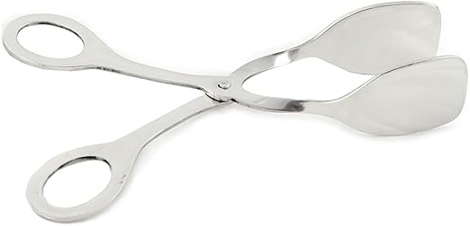 Pinza de Cocina Sin Ranuras - Para Servir Alimentos y Pastelería de Lujo - 18 cms - Fabricada en Acero Inoxidable - Palas de 6 x 4,5 cm - Hostelnovo