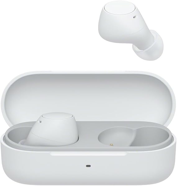 Auriculares Inalámbricos Bluetooth Sony WF-C510 pequeños, ligeros, conexión multipunto, modo sonido ambiente, resistencia al agua IPX4, Spotify Tap, carga rápida, 22H de batería, iOS y Android, Blanco