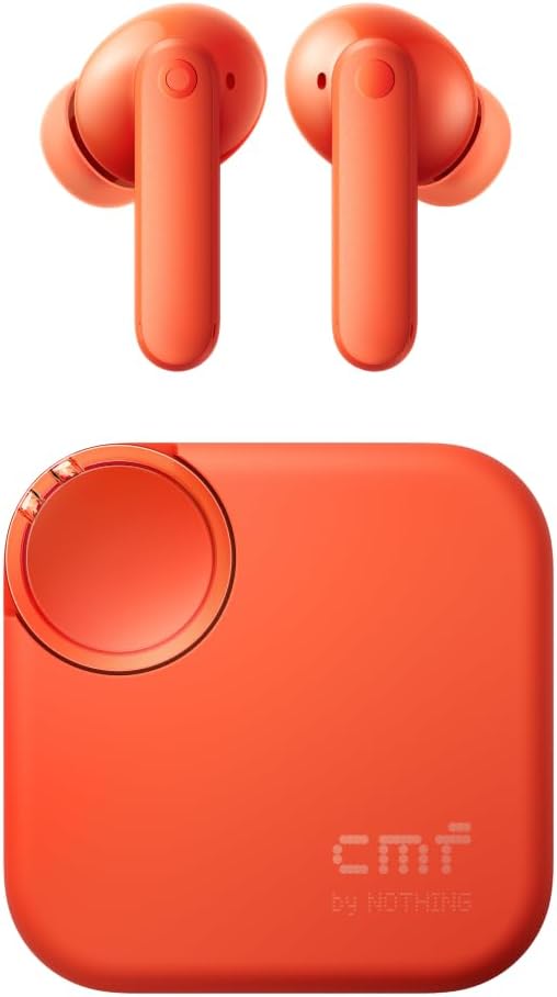 CMF by Nothing Buds 2 Auriculares inalámbricos con ANC híbrido de 48 dB, 55 Horas de batería, Driver PMI de 11mm, 6 micrófonos HD y Audio Espacial, Resistencia al Agua y Polvo IP55 – Naranja