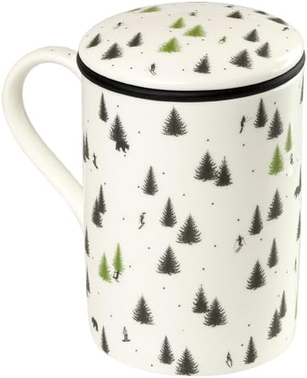 TEA SHOP - Taza de Té con filtro y tapa - Mug Classic Pyrenees - Taza para Tés e Infusiones de Porcelana - Taza con infusor para té