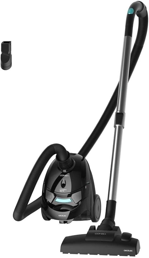 Cecotec Aspirador de Trineo con Bolsa de 2 L Conga Powerbag 2000. 800 W, Filtrado de Alta Eficiencia, Tubo Telescópico Metálico, Incluye Accesorios Aptos para Muebles y Esquinas