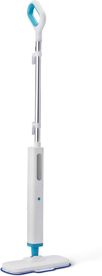 Amazon Basics Mopa a Vapor para Limpieza de Suelos Duros con Depósito de 450ml, Cable de 6m, 3 Almohadillas Lavables, Blanco
