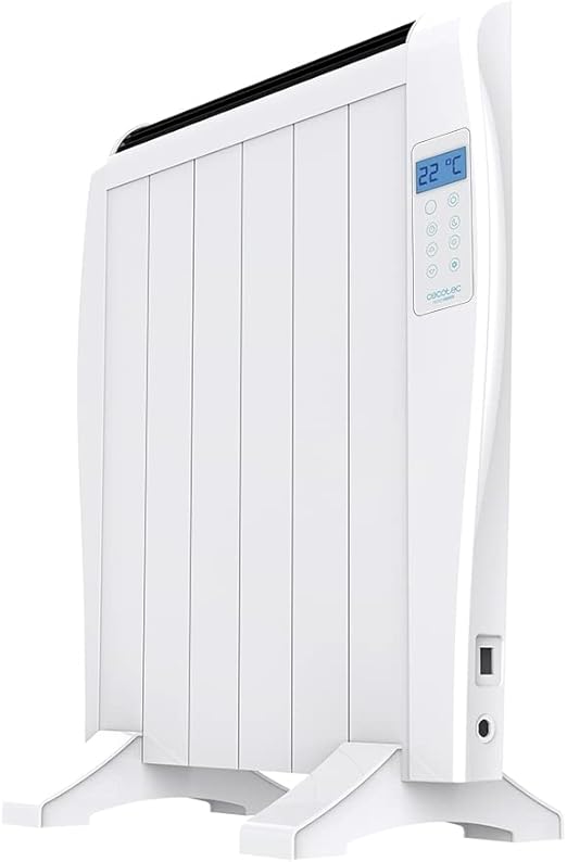Cecotec Radiador Eléctrico Bajo Consumo ReadyWarm 1200 Thermal. 6 Elementos, 900 W, De pared o pie, 3 Modos, Temporizador, Mando a Distancia, Pantalla LED, Blanco