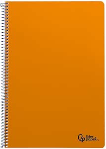 Cuaderno espiral liderpapel a4 smart tapa blanda 80h 75gr 2 rayas pauta 2,5mm con margen color naranja
