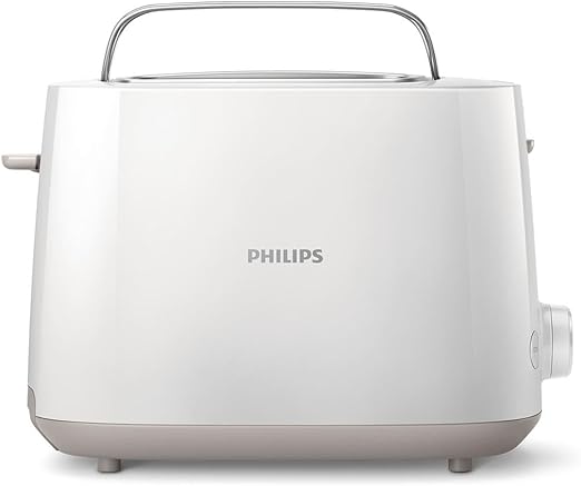 Philips Tostadora - 2 Ranuras, 8 Ajustes, Rejilla Calientabollos, Descongelación, Elevación Alta, Apagado Auto, Blanco (HD2581/00)
