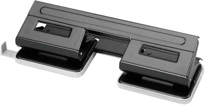 Herlitz - Perforadora de papel (4 perforaciones, con guía ajustable), color negro
