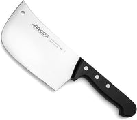Arcos Hachuela Macheta de Cocina 160mm para Cortar Huesos y Carne. Hacha con Diseño Rectangular en Acero Inoxidable y Mango de Polioximetileno. Color Negro. Serie Universal