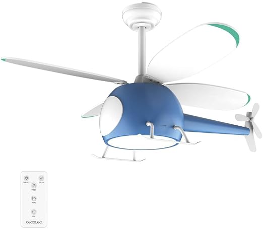 Cecotec Ventilador de Techo con Luz EnergySilence Aero 4600 Helicopter. Motor DC de 36W, Luz LED de 32W, Diámetro 39", 4 Aspas, 6 Velocidades, Temporizador hasta 8 horas, Función Winter/Summer