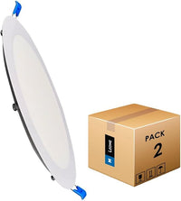 M Ledme - Pack 2, Downlight LED 220mm 20W, 2000 lúmenes, Panel Redondo Extraplano, Color Luz fría (6000k), Corte estándar 205mm, Driver incluido, LM5551.