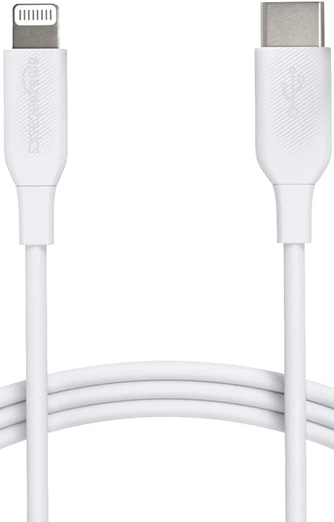 Amazon Basics Cable USB-2.0 tipo C a Lightning (certificado MFi), 0.9 m, color blanco