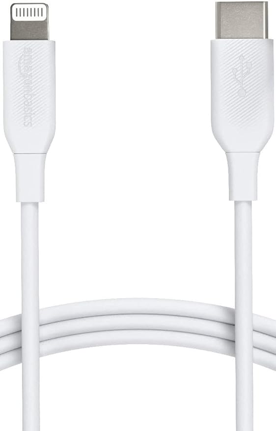 Amazon Basics Cable USB-2.0 tipo C a Lightning (certificado MFi), 1.8 m, color blanco