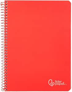 Cuaderno espiral liderpapel a4 witty tapa dura 80h 90gr dos rayas ancha pauta 3,5mm con margen color rojo