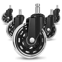 COSYLAND 5pcs Ruedas Silla Oficina - 10 mm x 22 mm (para 1-KEA) - Para Oficina, Hogar y Gaming - Deslizan Suavidad y Silencio - No Rayan el Suelo - Negro Transparente