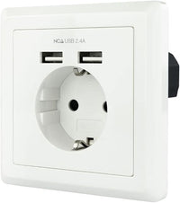 BASE ENCHUFE PARED NANO CABLE TOMA SCHUKO 2xUSB MAX.2.4A BLANCA