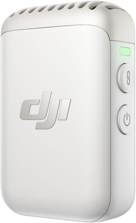DJI Transmisor Mic 2 (Pearl White), micrófono inalámbrico con cancelación de Ruido Inteligente, 14 Horas grabación Interna, 6 Horas batería, fijación magnética, Bluetooth