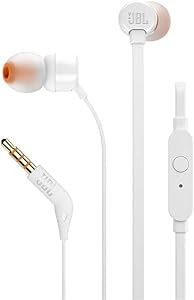 JBL T110 Auriculares In Ear con Pure Bass con manejo de un Solo botón y micrófono, Color Blanco