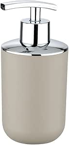 WENKO Distributeur Savon Liquide, Porte Savon Liquide, Brasil, Taupe, Pet incassable, 320 ML, 7.3 x 16.5 x 9 cm