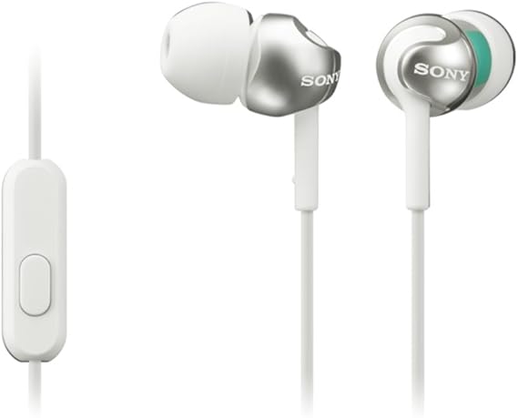 Sony MDR-EX110AP Cuffie In-Ear con Microfono, Auricolari in Silicone, Bianco
