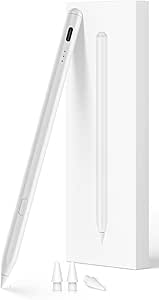 Lápiz para iPad 2018-2026 con Carga Rápida, Rechazo de Palma y Detección de Inclinación, Compatible con iPad 11/10/9/8/7/6/A16, Mini 7/6/5, Air M4/M3/M2 11"/13"/5/4/3, Pro M5/M4 13"/12.9″/11″- Blanco