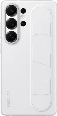 Samsung Standing Grip Case Cover con Correa y función Atril para Galaxy S25 Ultra, White