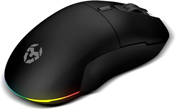 KROM KOMET - Ratón Gaming RGB inalámbrico, Sensor óptico precisión Pixart PMW 3212, 8 Botones, 5 Niveles dpi hasta 2400, Receptor Wireless 2,4 GHz Incluido, USB, Negro