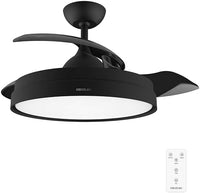 Cecotec Ventilador de Techo con Aspas Retráctites y Lámpara EnergySilence Aero 4280 Invisible Black. 40 W, Diámetro 42