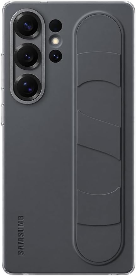 Coque en silicone avec lanière et support noir pour Samsung Galaxy S25 Ultra