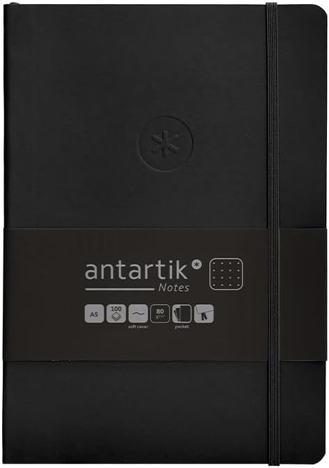 Antartik CUADERNO CON GOMILLA NOTES TAPA BLANDA A5 HOJAS PUNTOS NEGRO 80 HOJAS 80 GR FSC