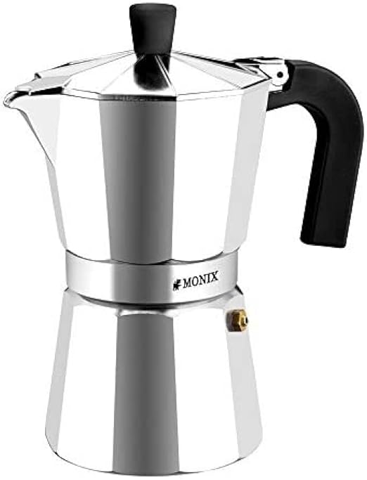 Monix Vitro Express Cafetera de aluminio 6 tazas, apta para todo tipo de cocinas excepto inducción