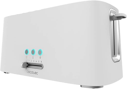 Cecotec Tostadora Toast&Taste 16000 Extra Doble White. 1630 W, 2 Ranuras largas extraanchas, Función Recalentar, Descongelar y Cancelar, Plástico, Varillas superiores, Blanco