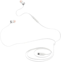 JBL Tune 310 C USB-C Auriculares intraaurales con micrófono y audio de alta resolución, cable plano antienredos, 3 botones de control, control de preajustes de volumen y EQ, en blanco