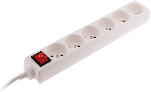 Zenitech - 6-fach Steckdosenleiste 16A 2P+T mit Schalter - Weiß