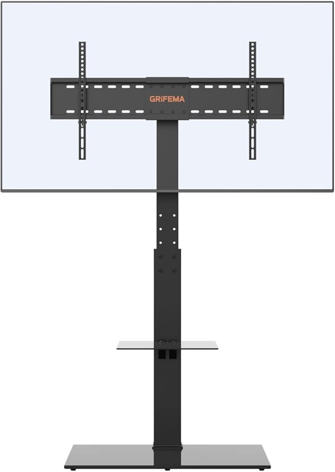 Soporte TV Pie Universal GRIFEMA GB3002 para Televisores de Plasma/LCD/LED hasta 85 Pulgadas, Soporte TV Suelo con Estantes de Vidrio Templado de 2 Niveles, hasta 60 kg, VESA MÁX. 400x800mm